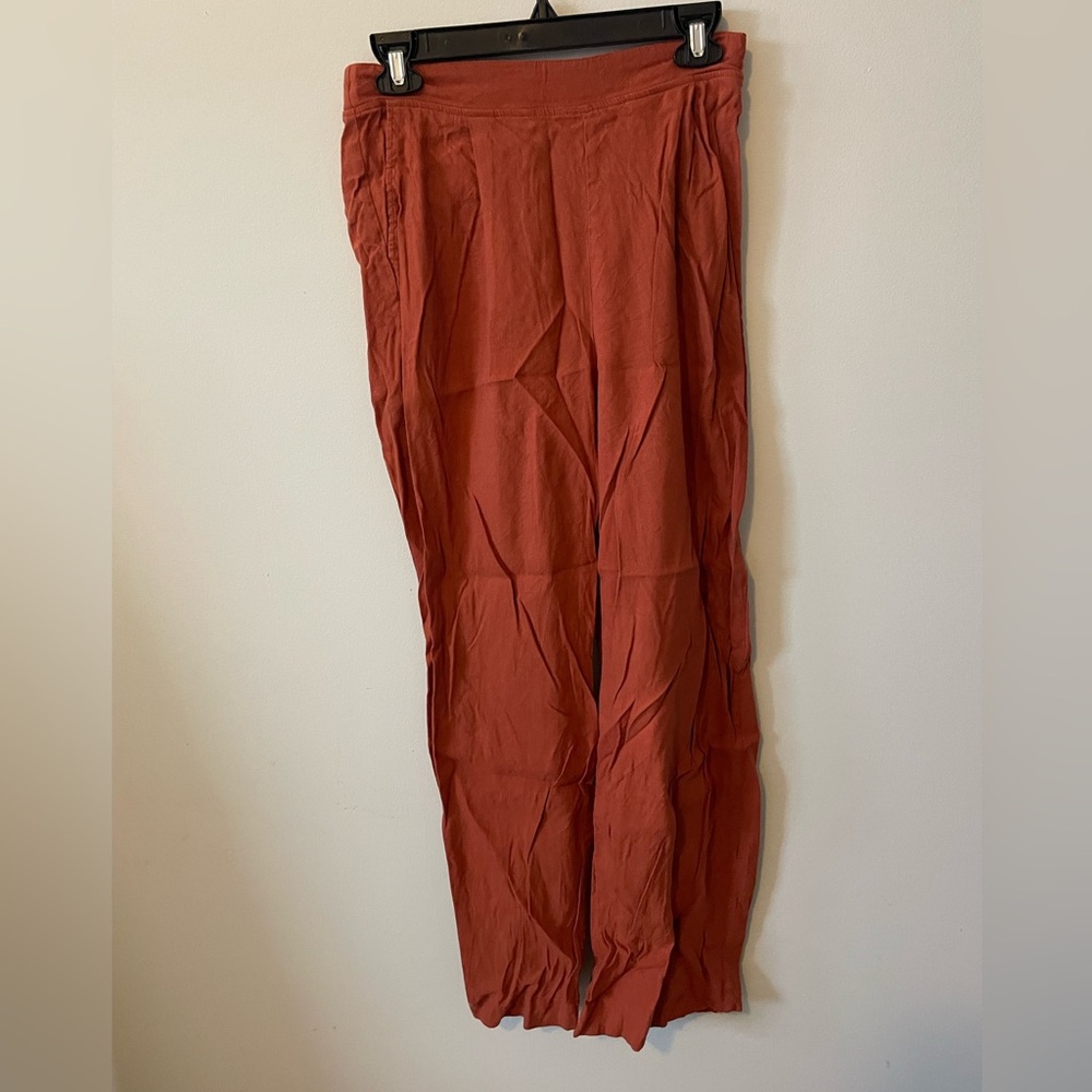 Monrow  Burnt Orange Linen Blend Pants